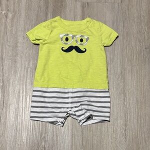 Cherokee Cute Lime Green and Gray Baby Romper